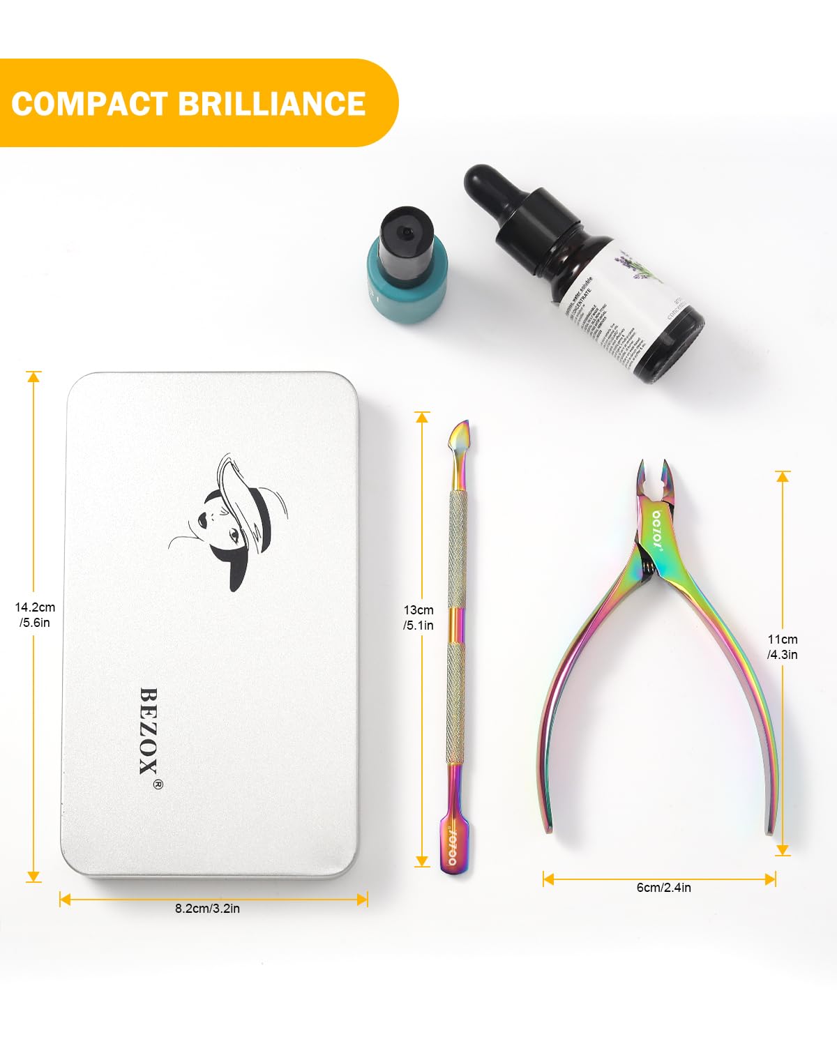 BEZOX Tagliaunghie per cuticole preciso con set di spingi cuticole - Kit per la pulizia delle unghie sottostanti - Acciaio Inossidabile Rosa Professionale