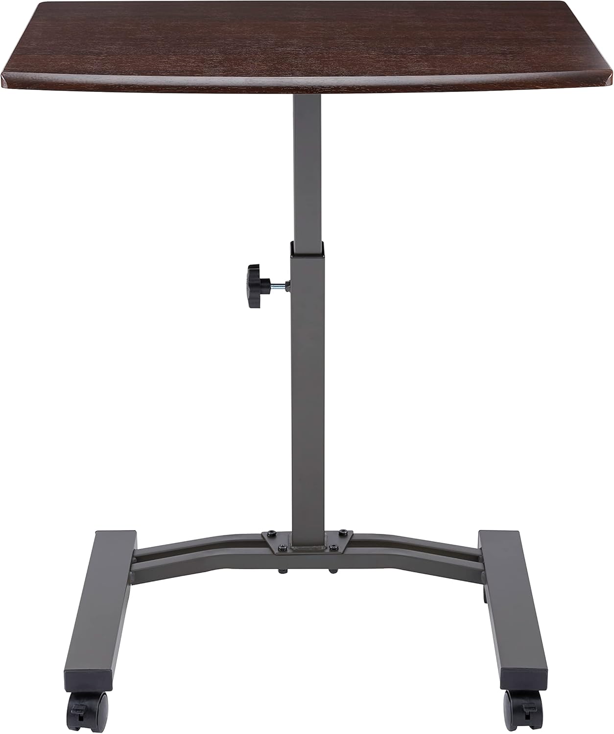 Seville Classics Height Adjustable Sitting Mobile Laptop Desk Cart Ergonomic Table, Flat (23.6"), Walnut: Home & Kitchen