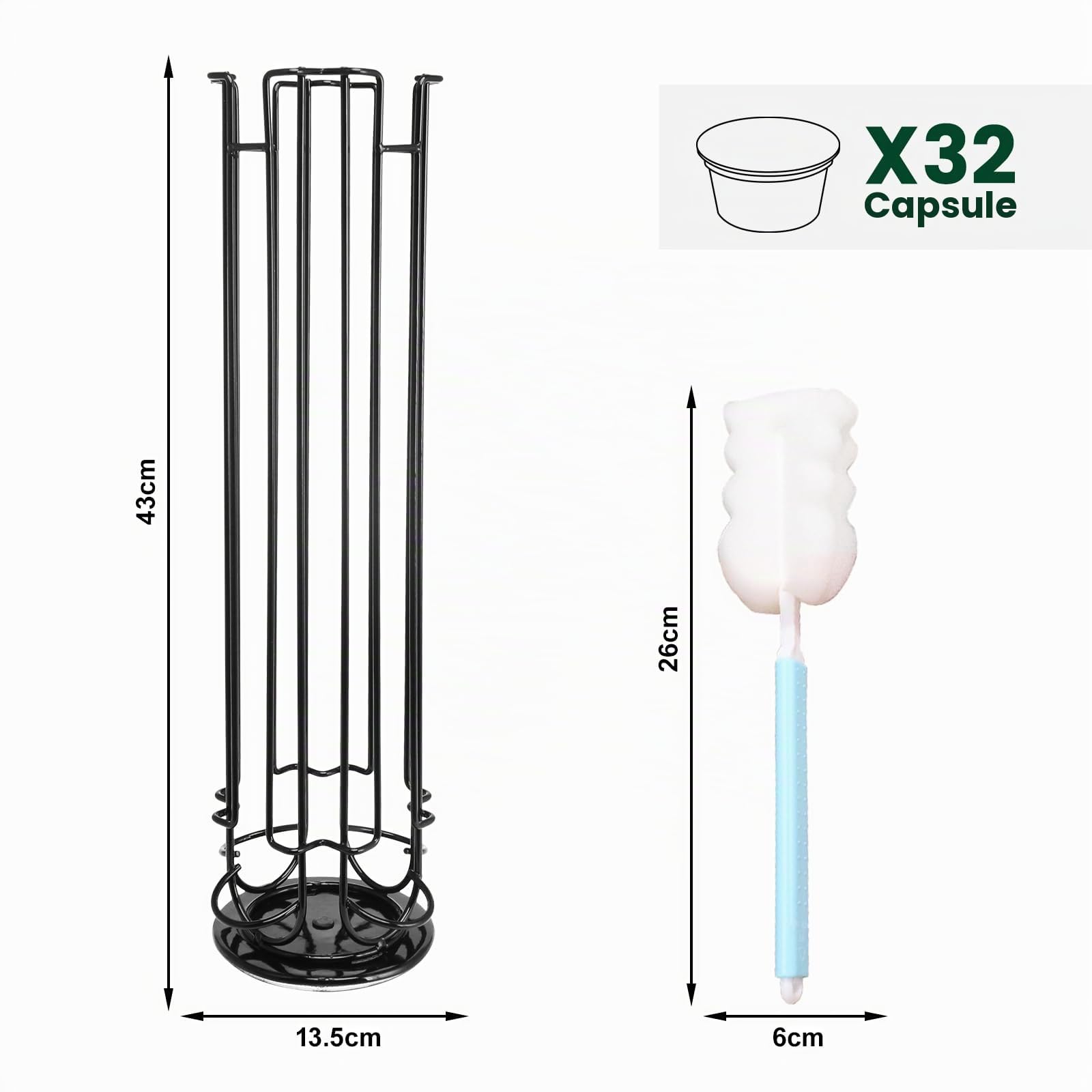 Porta Capsule per Caffè,Supporti per Capsule,Porta Capsule Caffe,Portacapsule per 32 capsule(Non contiene capsule di caffè)Supporto Girevole Verticale 360°,Nero