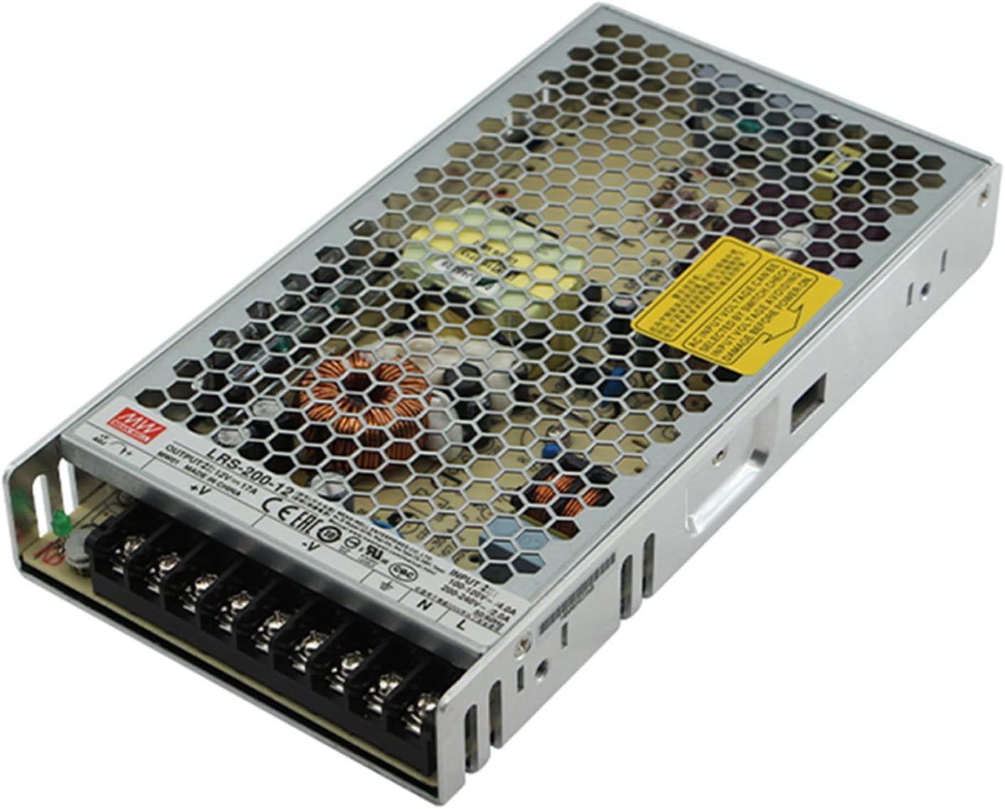 LRS-200-12 200W Single Output Switching Power Supply 12V 16.7A, 85-264VAC/120-373VDC Input, UL Certified, for Industrial Automation