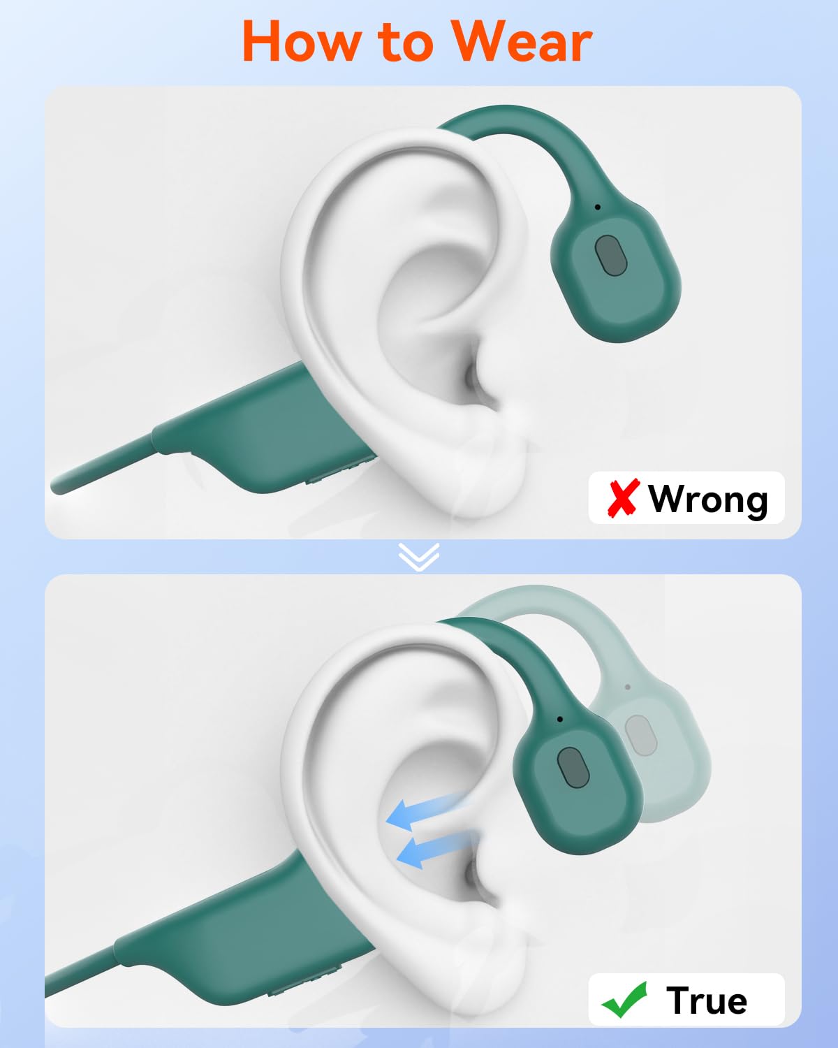 SANOTO Auriculares Conduccion Osea, Inalambricos Deportivo Auriculares | Auriculares Oreja Abierta,Bluetooth 5.3, IPX7 Impermeables Auriculares para Correr Oficina de ciclismo y fitness