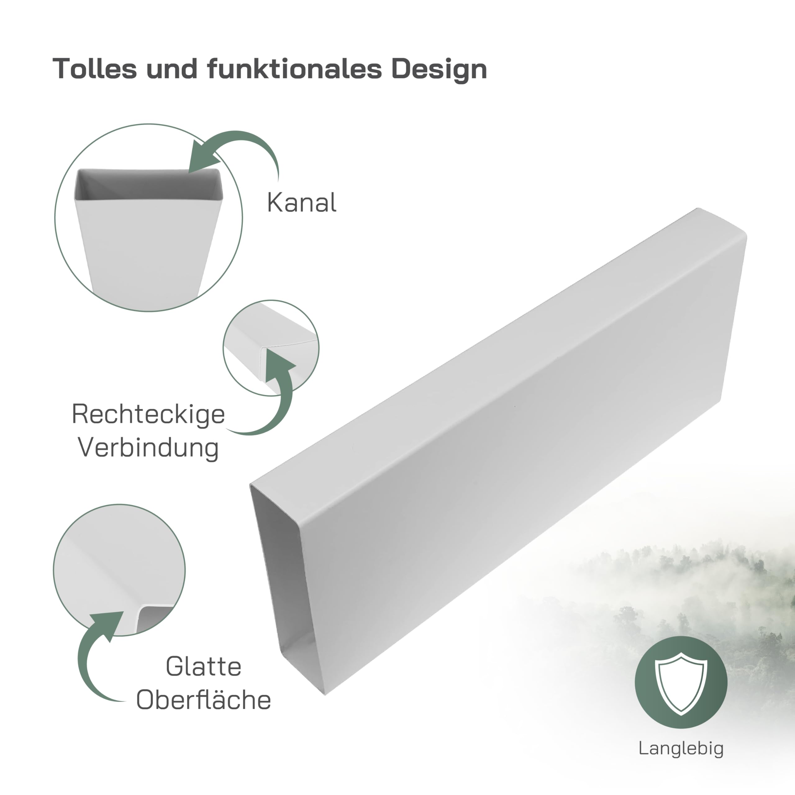 Canale Rettangolare Per Ventilazione 204x60 Mm - Lunghezza 0,5m - Per Riscaldamento E Raffreddamento - Foto 2
