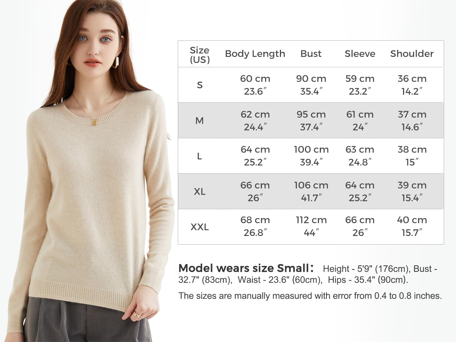 Chanyarn Maglione da Donna 100% Cashmere Autunno Inverno Girocollo Super Caldo Leggero Maniche Lunghe Pullover in Maglia