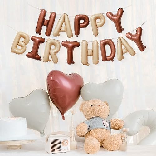 Miniatura 6 de Cartel de Feliz Cumpleaños Marrón Desnudo Hombres Mujeres Niño Niña Bronceado Rubor Neutral Vaquero Fiesta Occidental Oso de Peluche Decoraciones de