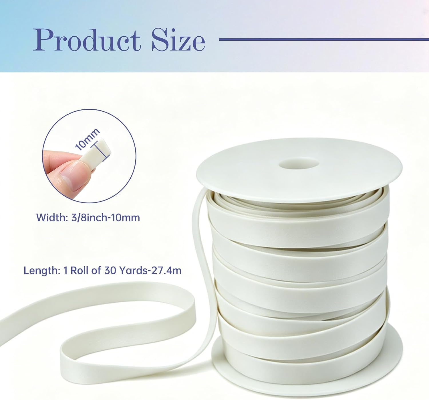 Rubber Swimwear Elastic Band, 3/8 inch Wide 30 Yards White Elastic Band Swim Flat Strip for Sewing Belts Bras DIY Crafts Bikini Bathing Suit String Waistband and Pants Waist 10mm High Elastic Cord