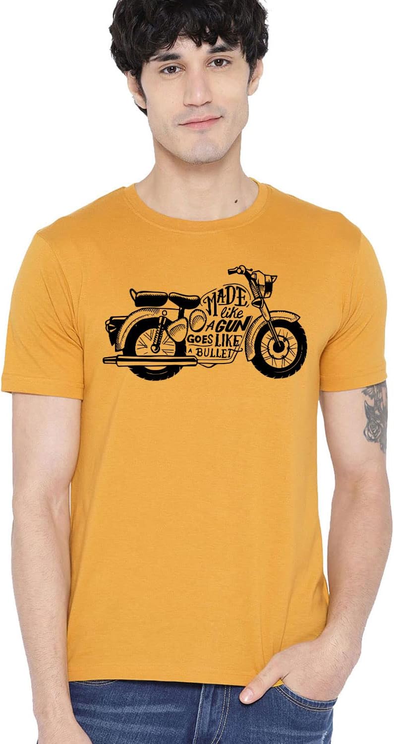 Road Trip FashionsMade Like A Gun Motorcycle T-Shirt for Men bullet t shirt | Royal Motorcycle T Shirt | 100% Cotton T Shirt | Fanmade RE Printed T Shirt