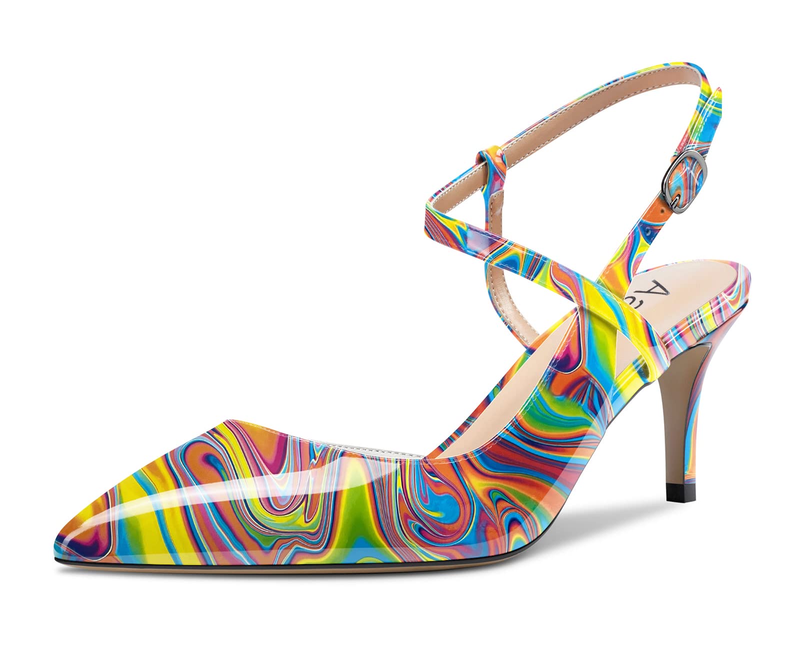 Aachcol Women Slingback Pumps Ankle Strap Dorsay Stiletto Mid Heel - Main Image