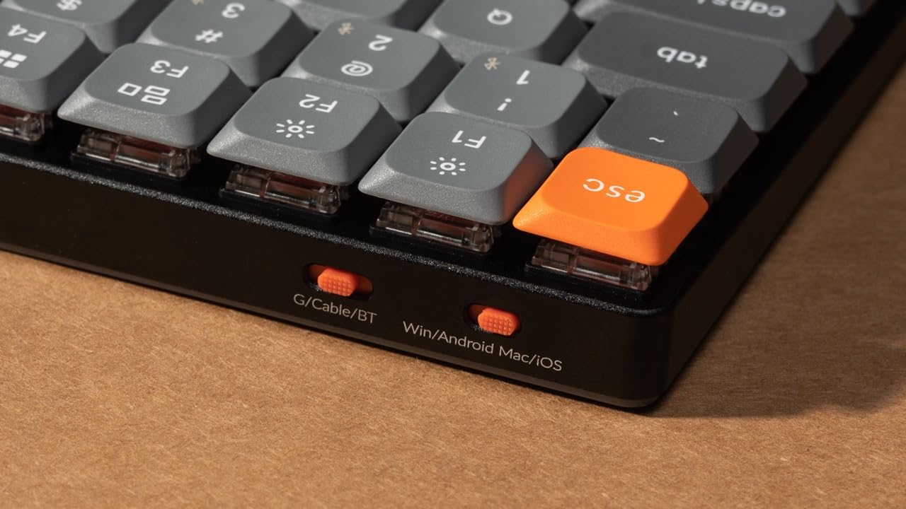 Keychron K1 Max Tastiera Meccanica Custom ultrasottile QMK/VIA Bluetooth wireless/cablata USB, 2.4 GHz Hot Swappable TKL Layout, RGB-LED, Gaming Tastiera con Low-Profile Gateron Red Switch