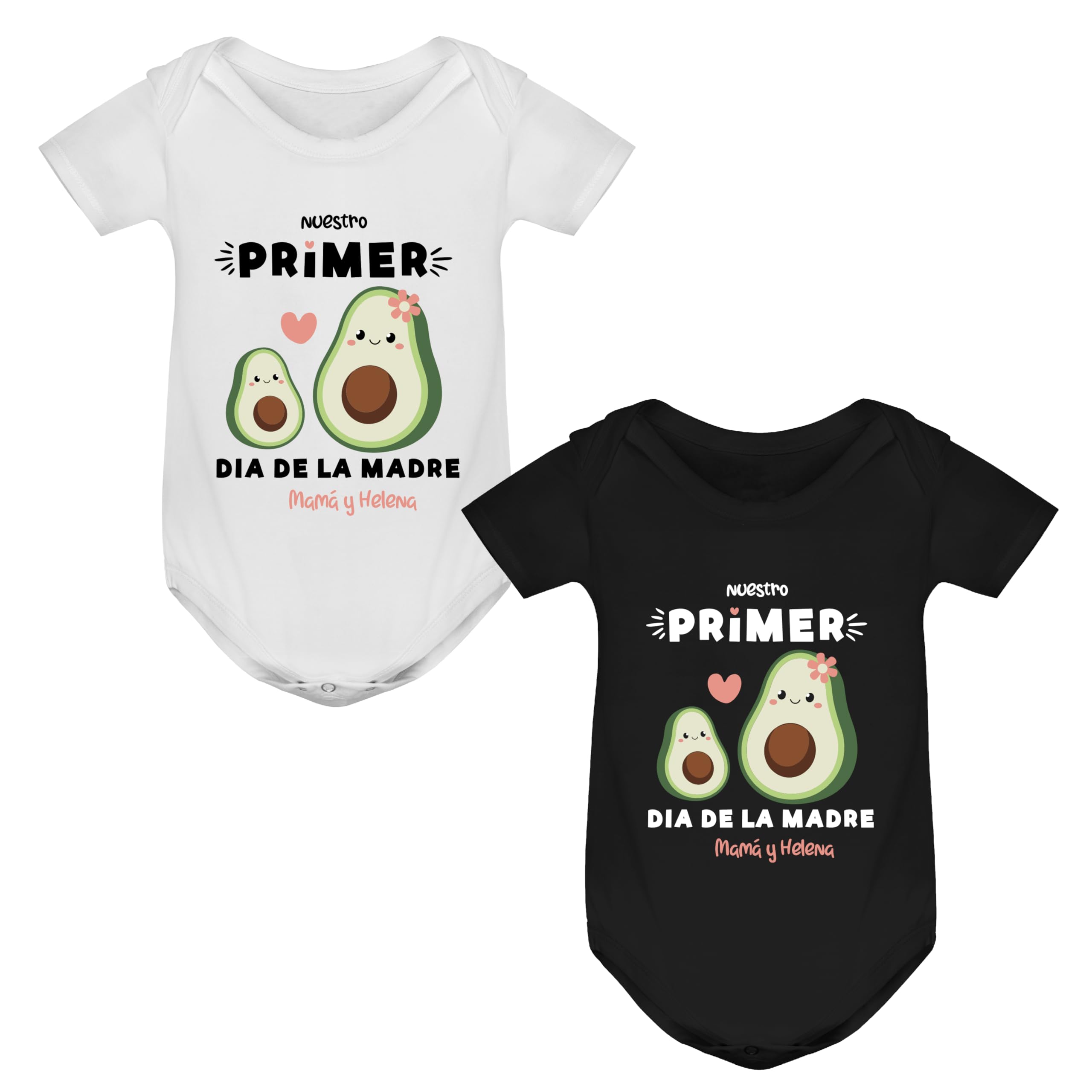 Evyre Regalo Dia de la Madre Camiseta Personalizada Mama e Hijo Body Bebe y Pack Divertida Regalo Original Conjunto Familia Aguacate Amor Mother Nombre Aguacate