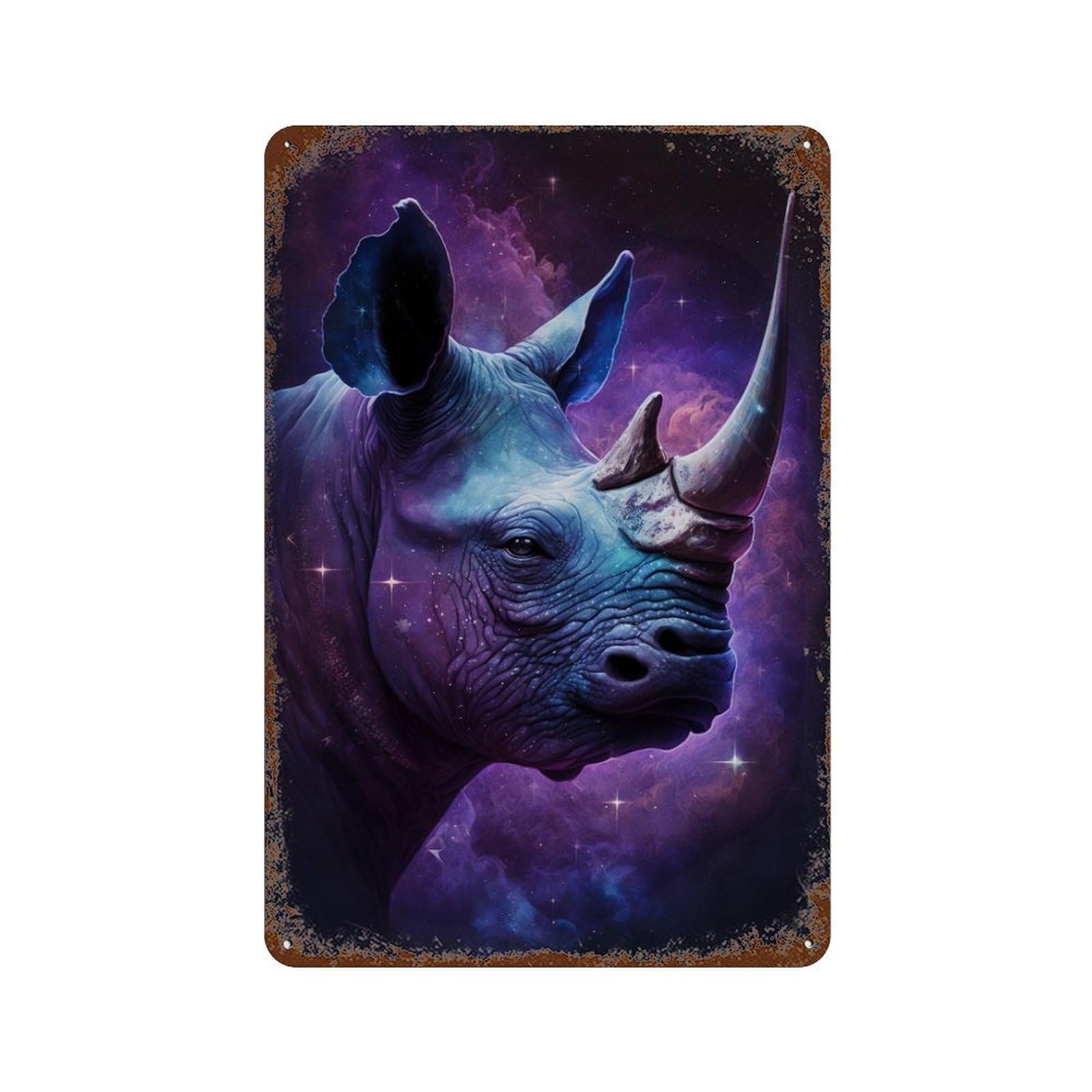 Galactic Rhino Profile-6 11.8"x7.9" Retro Metal Sign, Shabby Chic Decor for Garage, Bar And Workshop Decor
