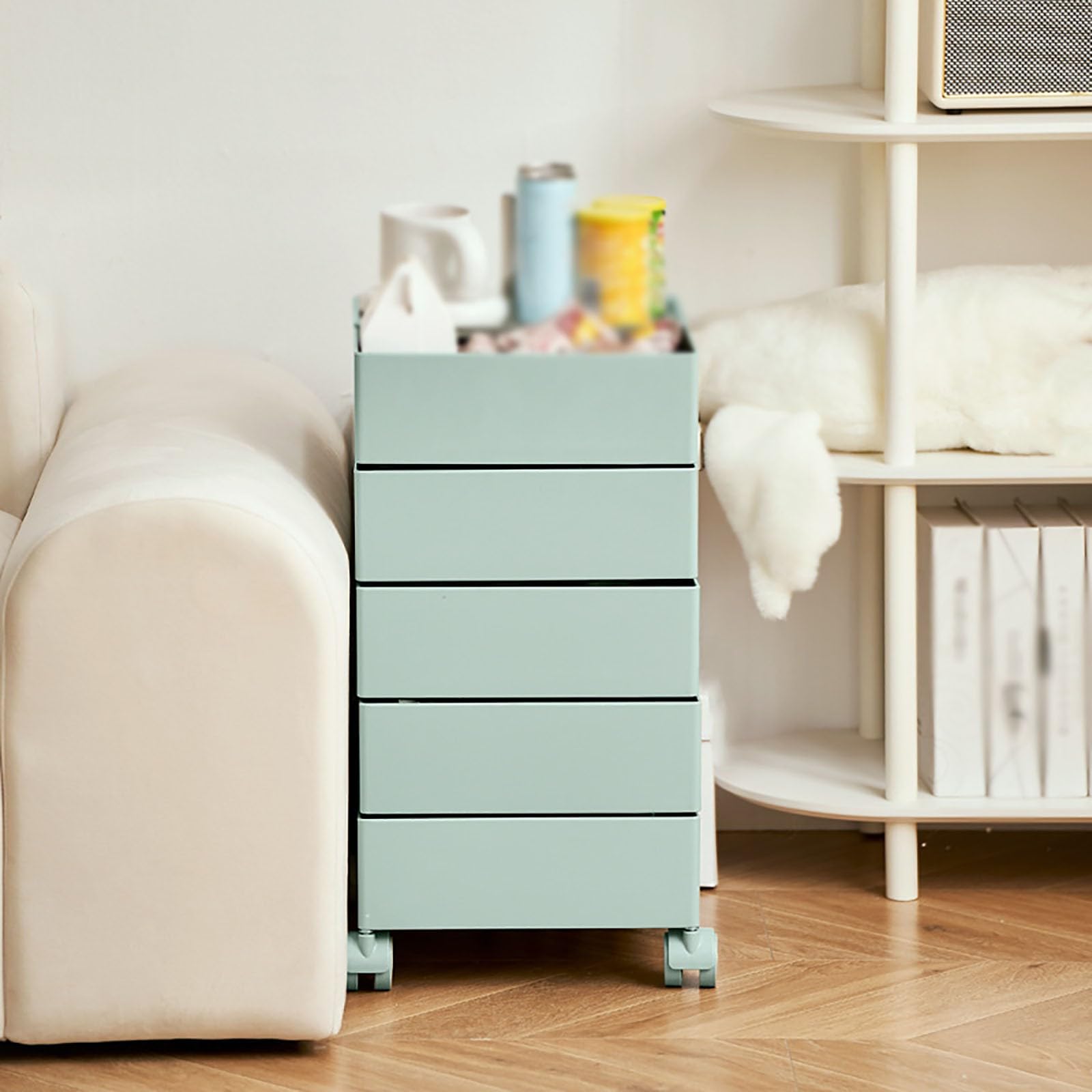 Szafka do przechowywania – wielopoziomowy ruchomy stolik pomocniczy, nowoczesny minimalistyczny design do salonu, sypialni, kuchni