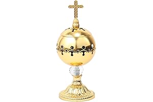 Gold Incense Burner with Christian Cross Symbol