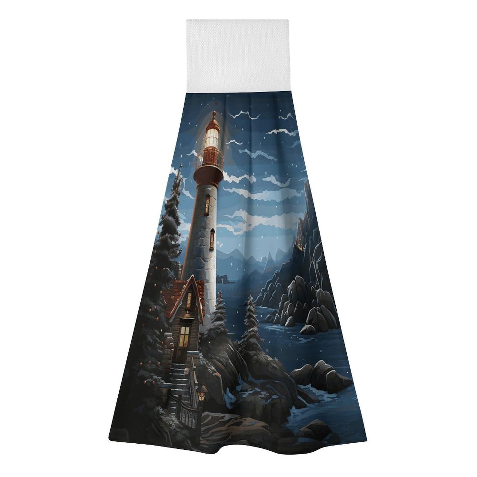 Khauerbc Style Santa Claus Lighthouse Hand Towel For Quick Drying & Absorbent,Kitchen Towels Polyester,11.9 * 11.6 In,Yoga Towel For Bathroom,Kitchen,Gym,Shower,Hotel,And Spa