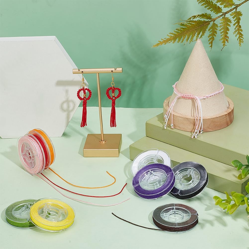 PH PandaHall 9 Color 0.8mm Nylon Beading String Chinese Knotting Cord Braided Thread Bracelet String Kumihimo Macrame Thread String Blinds String for Friendship Christmas Jewelry Making, 67 Yards - Image 8