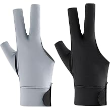 JIAHG 2 Pcs Billiard Pool Glove for Left or Right Hand 3 Fingers Non-Slip Breathable Snooker Cue Sport Glove