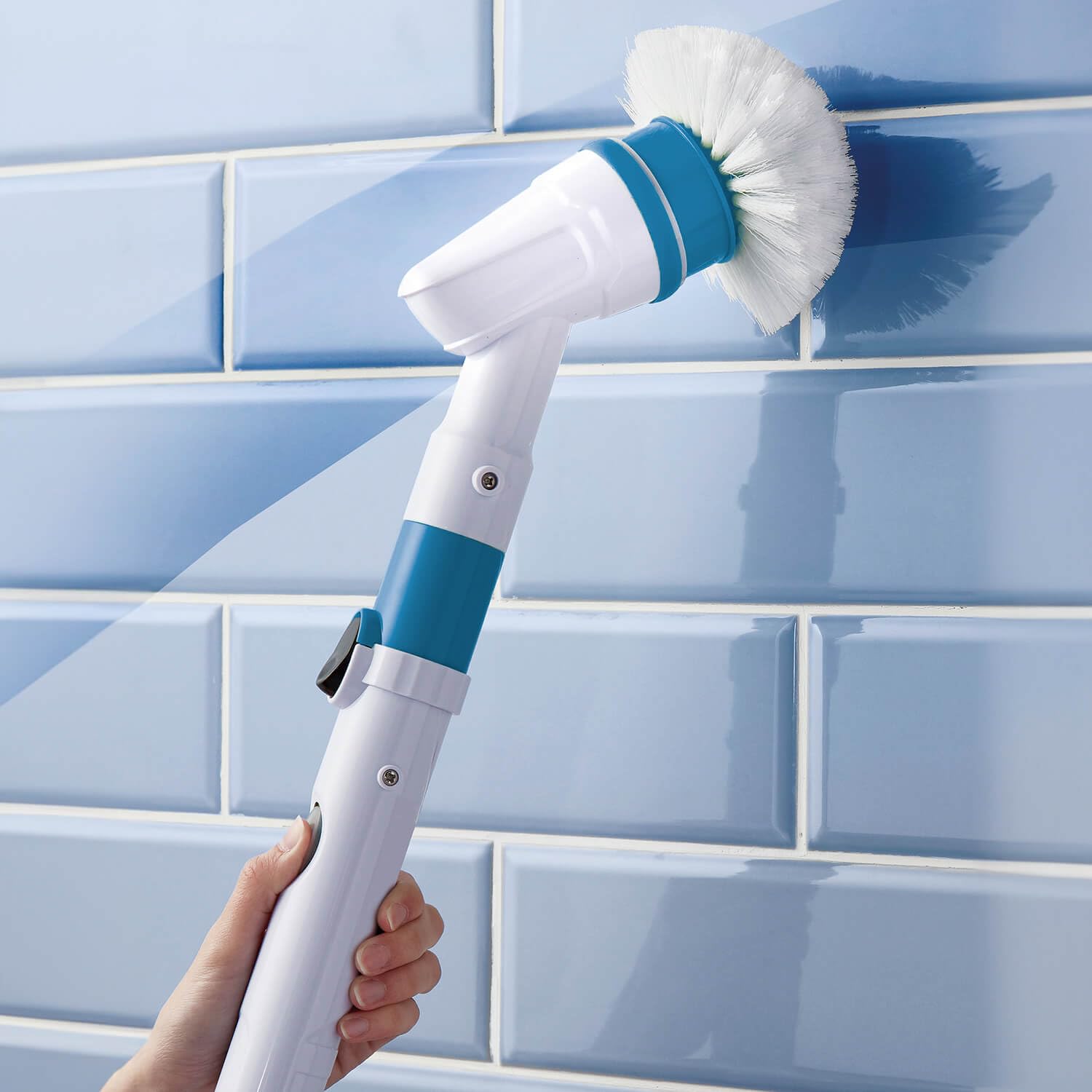 Coopers Of Stortford White - Cordless Spin Scrubber With 3 Interchangeable Brush Heads And Extension Pole - Rechargeable Power Cleaner For Tiles, Floors, Grout And More