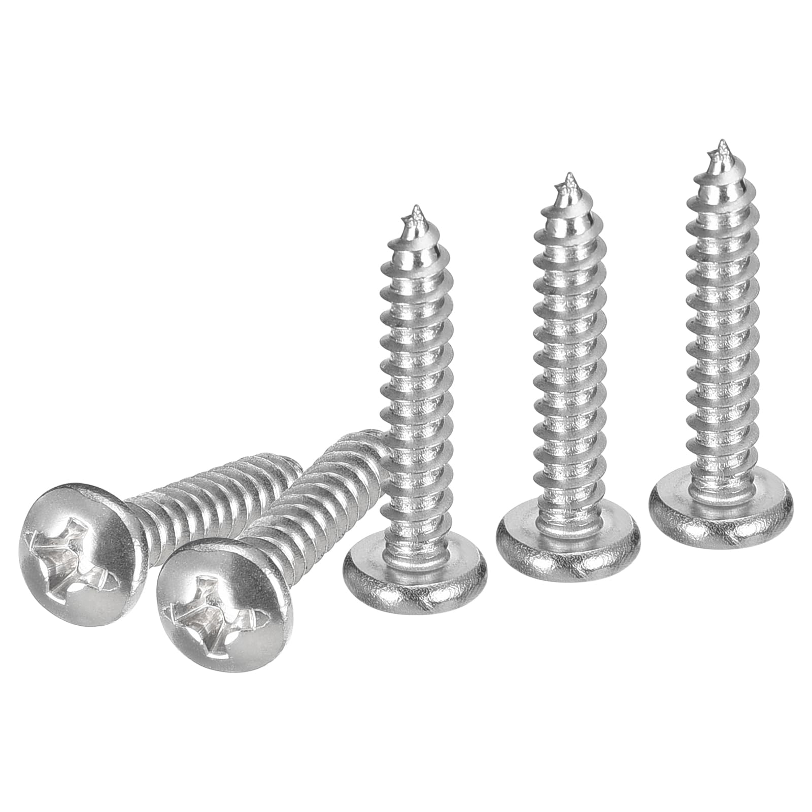 #6x3/4" Silver Screws - 25Pack - 304 Stainless Steel Pan Head Phillips Sheet Metal Screw Self-tapping Screw Wood Screws
