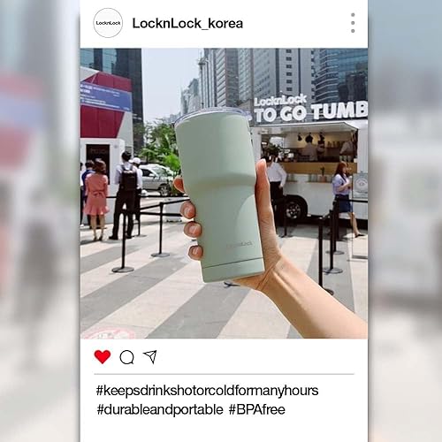 Miniatura 5 de LocknLock Pure Tumbler - Vaso térmico de 16 onzas, sin BPA, de doble pared, de acero inoxidable, aislado al vacío, para café, té y agua, taza