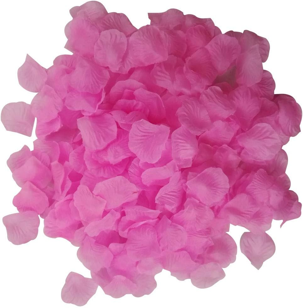 Icecode 1000 Pcs Silk Rose Petals for Wedding Pink Flower Petals Wedding Proposal Decorations Fake Flower Petal