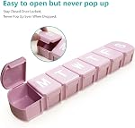 XL Pill Box Organiser 7 Day One Time a Day, MOLN HYMY Long Straight Pill Dispenser Storage Case for Medication, Supplements, Vitamins and Cod Liver Oil (Purple Pink)