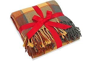 Classic Throw Blanket Plaid Acrylic Shawl In Pumpkin