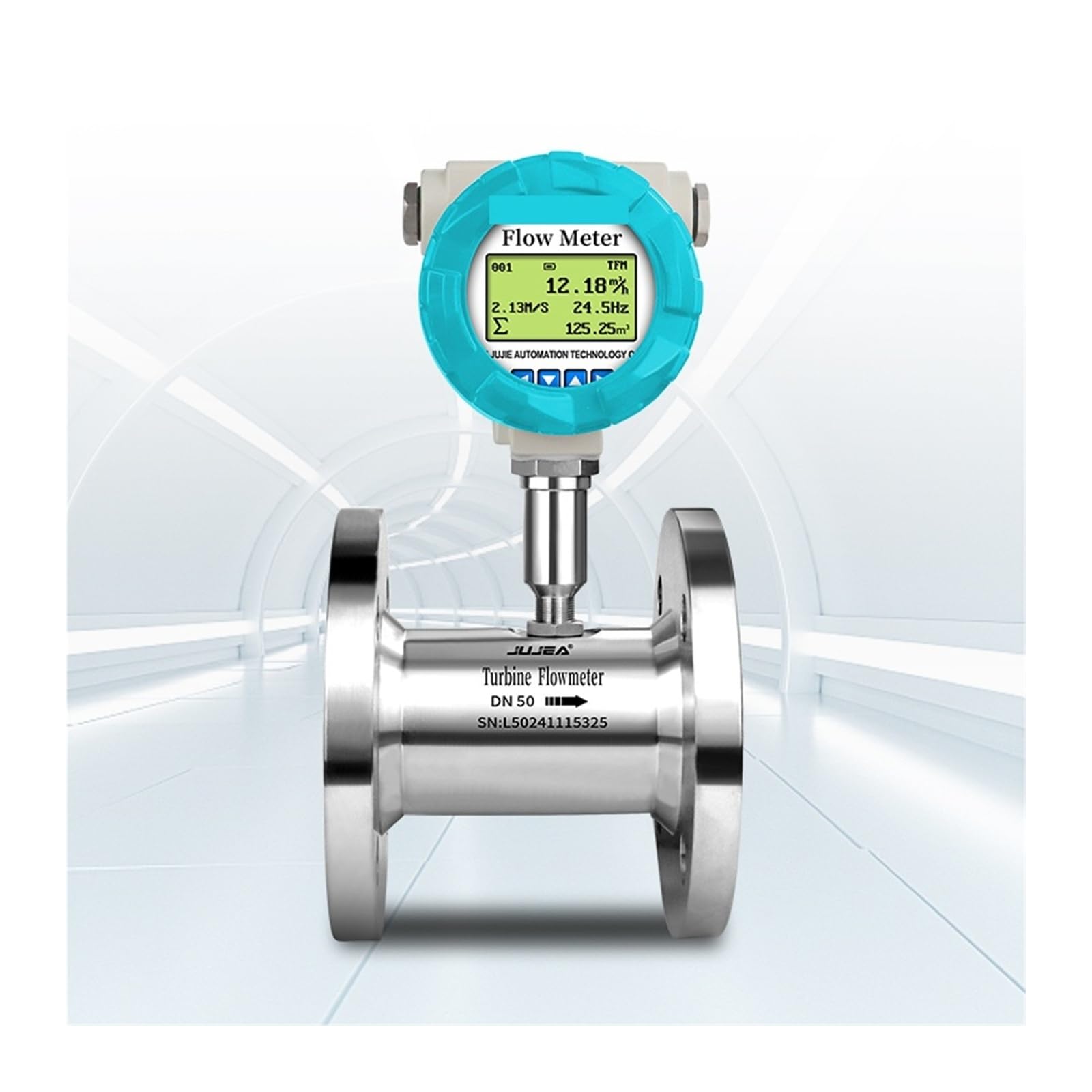 Caudalímetro de turbina for agua líquida, 4-20 mA, RS485, 24 V CC, sensor de flujo electromagnético con pantalla LCD Garantizar la estabilidad(DN65-4-20mA-SS304)