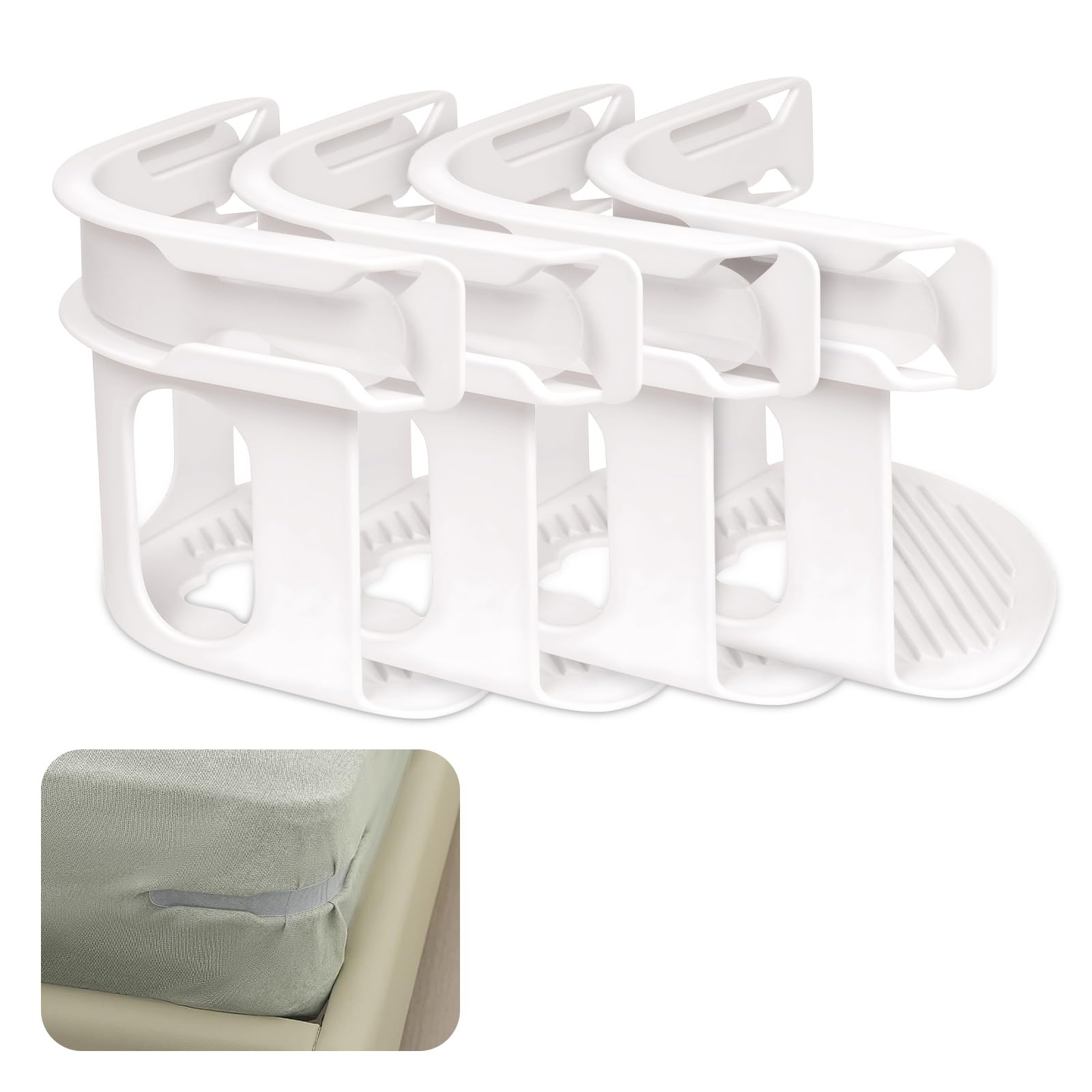 flintronic Bed Sheet Holder, 4PCS Bed Sheet Clips with Lock Strips, Removable Heavy Duty Mattress Clip, Anti Slip Design, Fitted Sh-eet Clips for Corners B-ed Sh-eet Straps for All B-ed Sizes