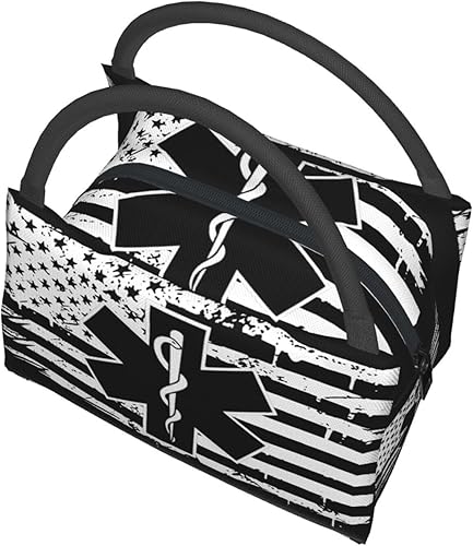 Miniatura 5 de EMS Star of Life EMT Paramedic Medic American Flag - Bolsa térmica plegable grande con aislamiento  Bolsa de almuerzo a prueba de fugas para adultos