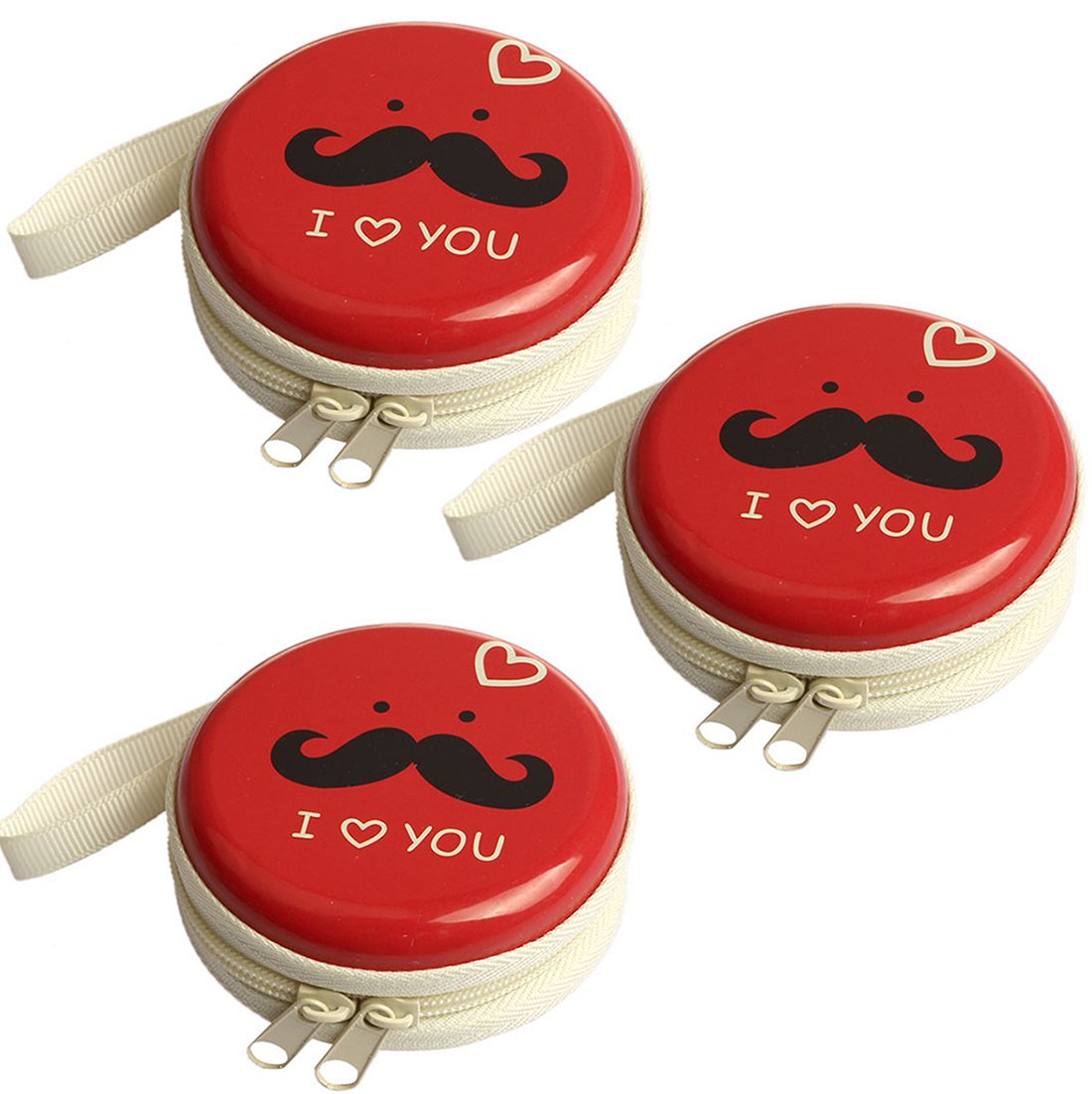 Stealodeal Round Aluminium Zipper Headphone Case MB-3 (Red) (All Earphones)