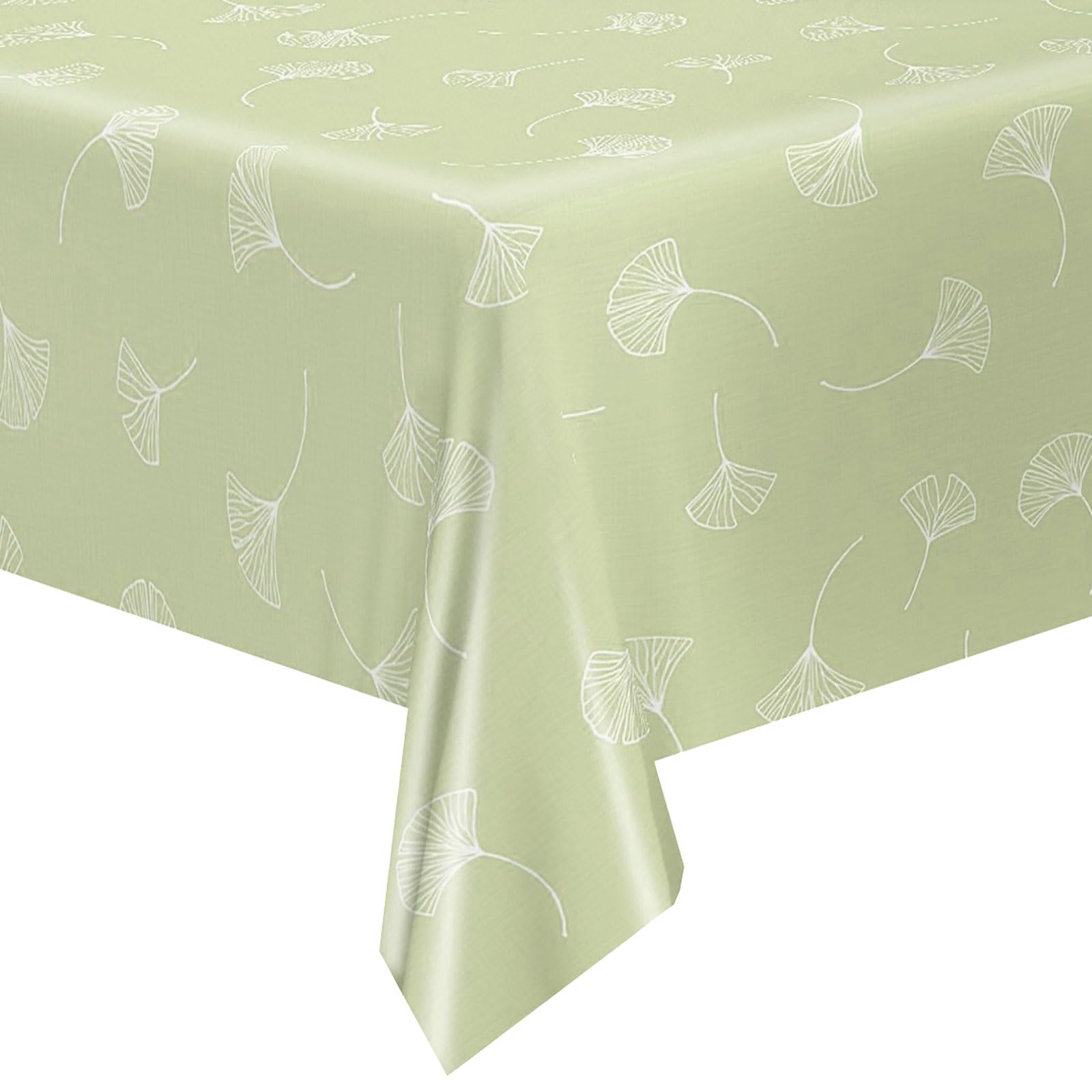 QPC Direct Dandelion Linen Effect PVC Oilcloth Table Cover Vinyl Tablecloth (Sage Green, 140 x 400cm Rectangle)