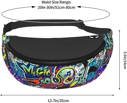 Miniatura 70 de Graffiti Instrument Music 80s 90s Microphone Fashion Casual Fanny Pack Waist Bag Men Women Adjustable Belt Waist Bag For Travel Hiking Cycling