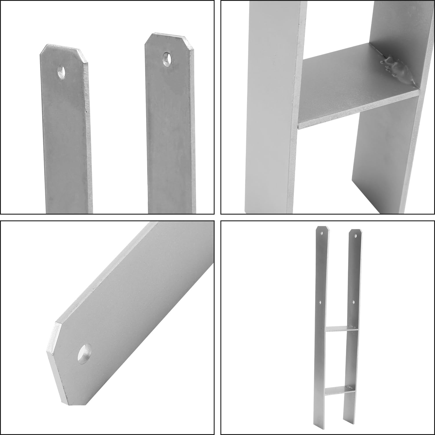Herrselsam 6 Stück H-Pfostenträger, H-Pfostenanker Besprühte Eisenplatte 600x60x101mm, H-anker für Zaun und Gewächshaus, Pfosten mit Befestigungsmaterial