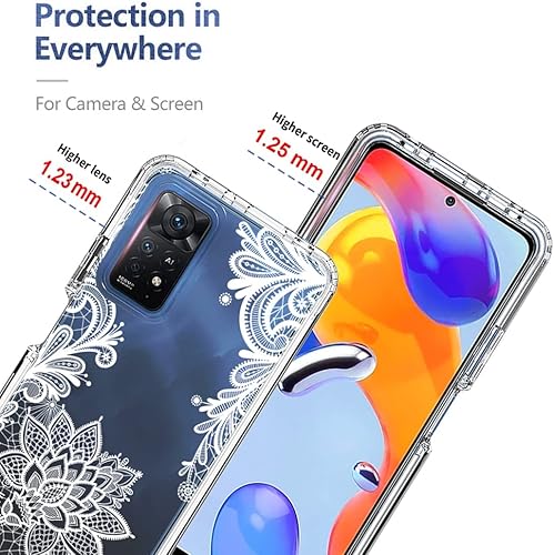 Miniatura 2 de Tothedu Funda de teléfono para Redmi Note 11 Pro 4GNote 11E Pro con protector de pantalla de vidrio templado, patrón de mandala transparente funda