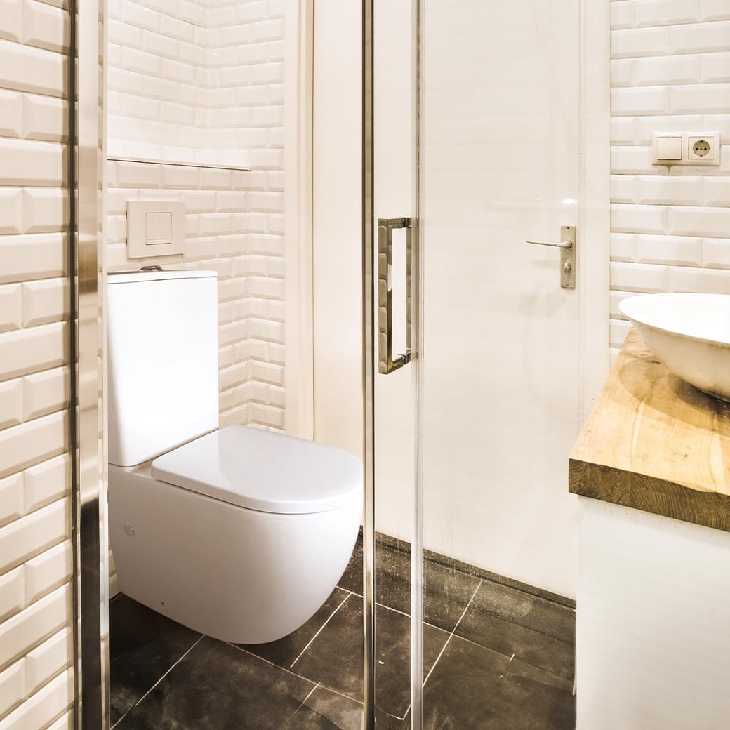 Inodoro Completo - WC Inodoro Completo con Sistema Rimless Antibacterias - Vater Baño con Tapa Dura Extrafina Amortiguada - Salida Dual Eficiente con Ahorro de Agua - WC para Hogar Blanco