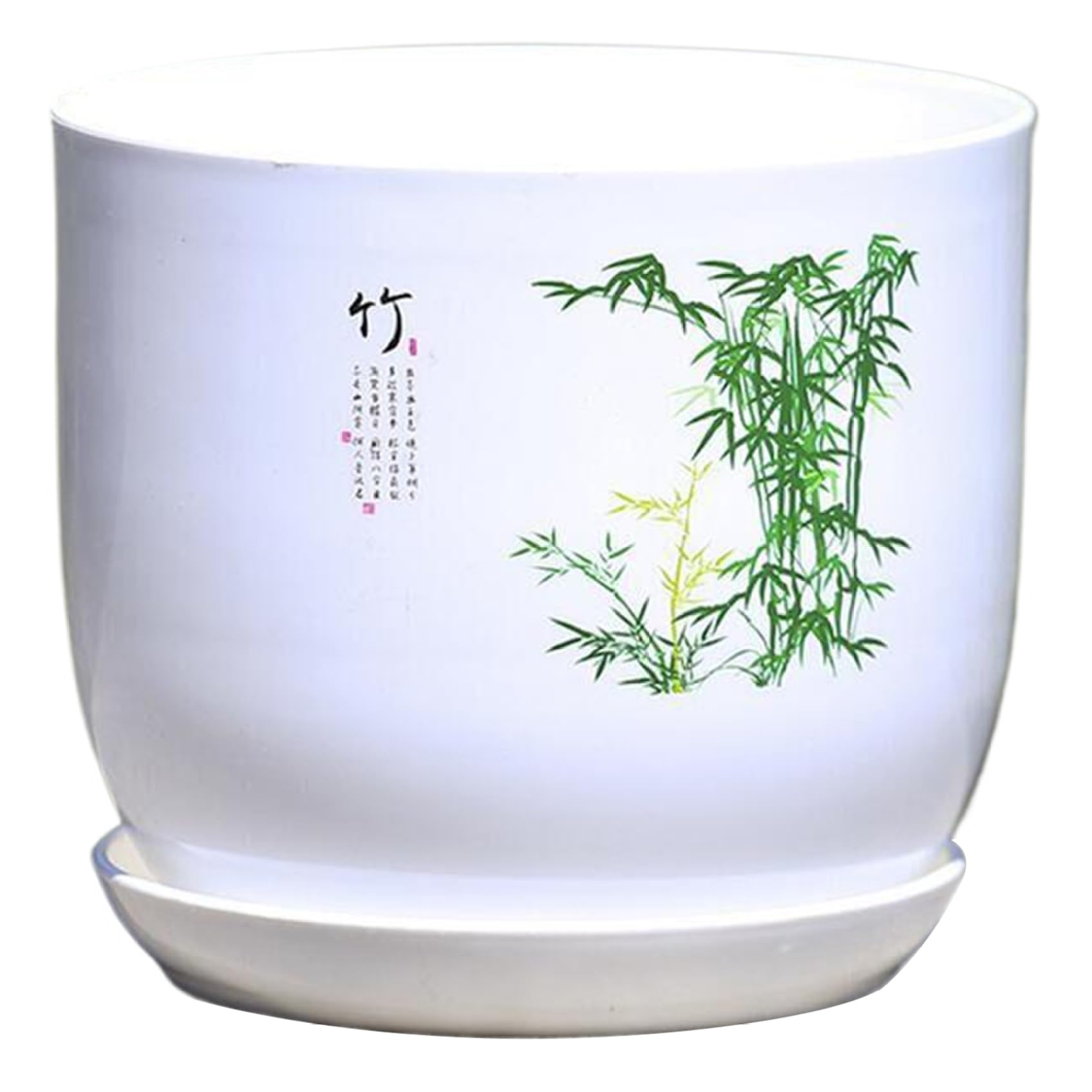 Wedhapy Flower Pot Planter for Indoor Plant 8.7x7.9x5.9'' Chinese Plant Pot with Saucer & Drainage Hole Resin Flower with Delicate Pattern for Home, Office Style 2