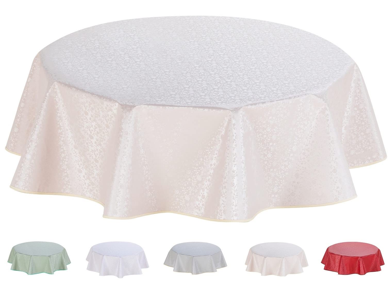 Home Direct Beige Grey Round Embossed Oilcloth Pvc Wipe Clean Tablecloth 140Cm 55"