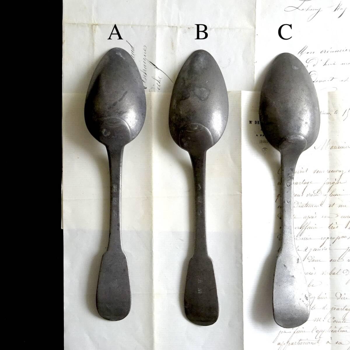 Amazon.co.jp: 1800年末-1900年初期フランス錫「B」カトラリースプーン