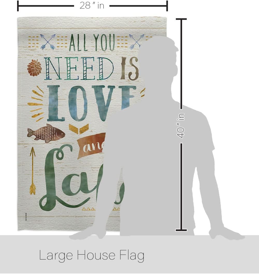 Breeze Decor OU-H-109050-IP All You Need is Love and Lake Nature Everyday Outdoor Impressions Decorative Vertical House Flag, 28"x 40", Multicolor