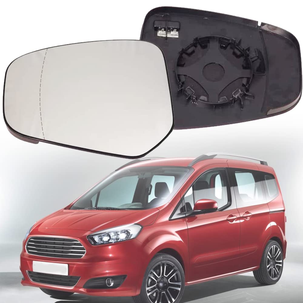 Vetro Specchietto Retrovisore Riscaldato per Ford Tourneo/Transit Courier 2014-, Sinistro Destro Lato Esterno Specchio Piastra di Supporto Sostituzione Auto, Left-White