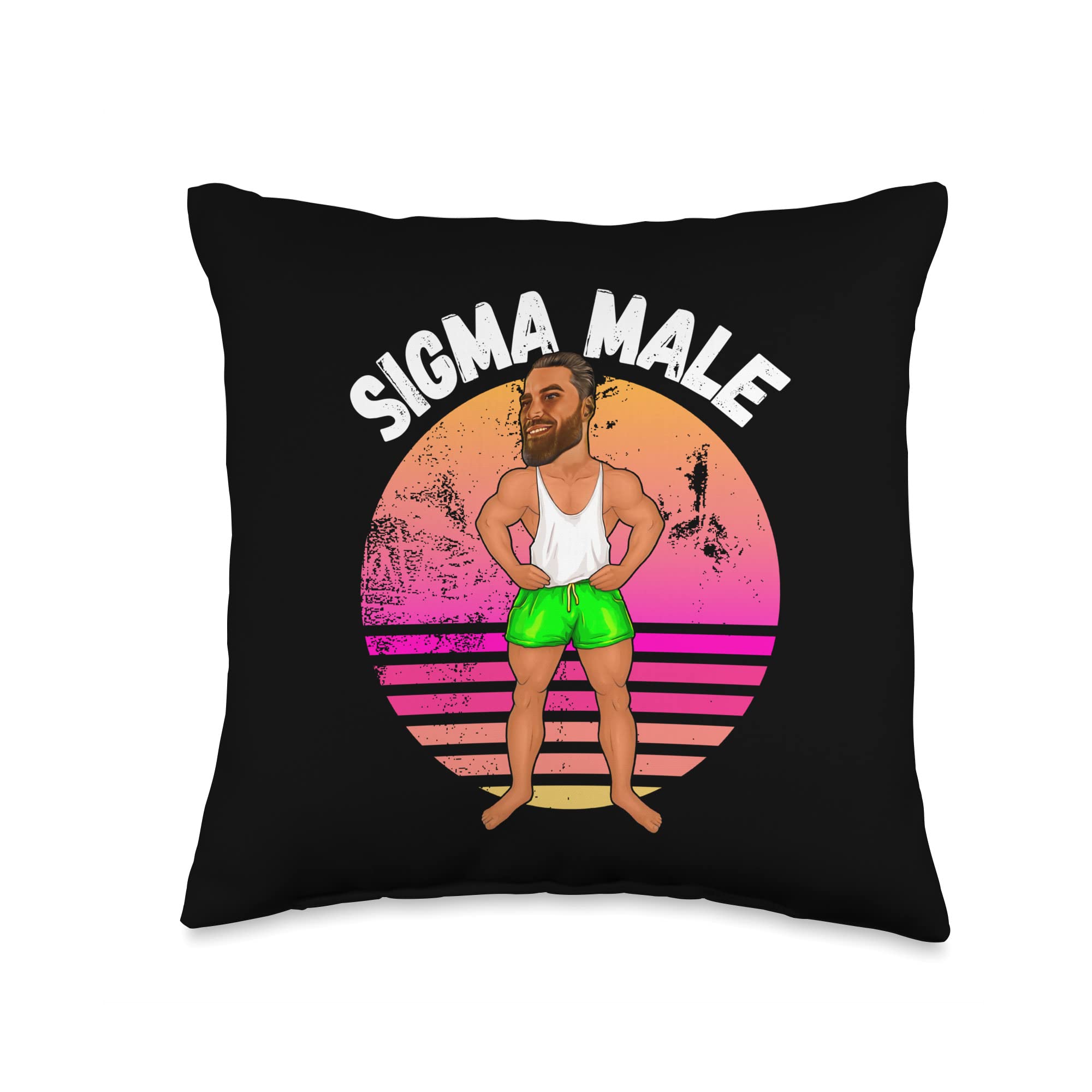 Gigachad Sigma Male Giga Chad Sigma Grindset Gigachad Male Bodybuilder Giga Chad Sigma Grindset Throw Pillow, 16x16, Multicolor