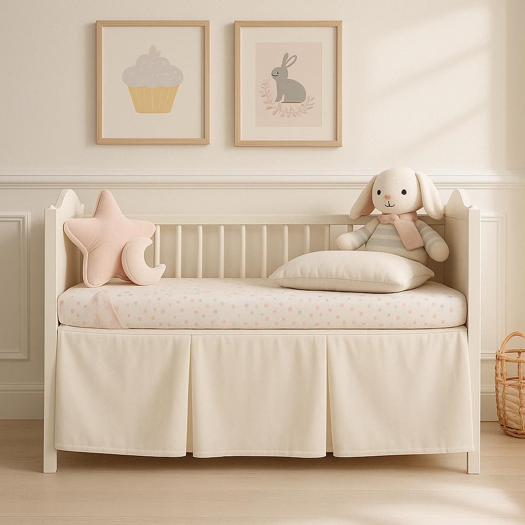 Mattress-Homes Crib Bed Skirt Pleated for Baby Boys Girls, Soft Dust Ruffle, Standard Nursery Bedding Toddler Bedskirt Solid, 14