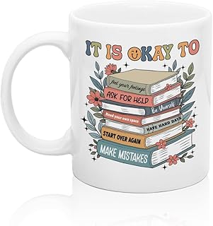 XQLZY It's Okay To Feel Your Feelings Mug, Coffee Mug Gifts for Therapist Social Workers Counselors Psychologists Mental Health Professionals, Thank You Promotion Gifts for Women School Counselor