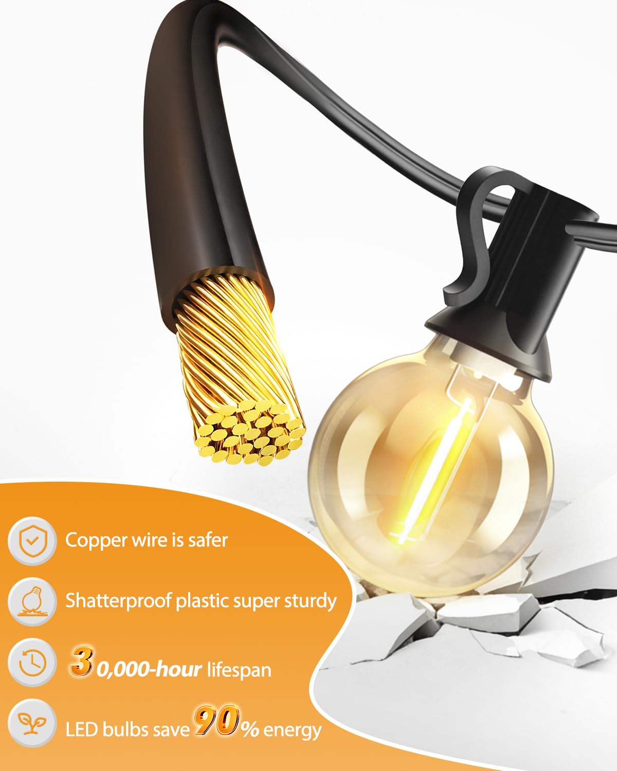 btfarm 10M Guirlande Guinguette Exterieur Avec Télécommande, Dimmable G40 LED Guirlande Lumineuse Exterieure, Etanche Ampoule Lumiere Electrique pour Jardin Terrasse Balcon Pergola Fête, Blanc Chaud - 5