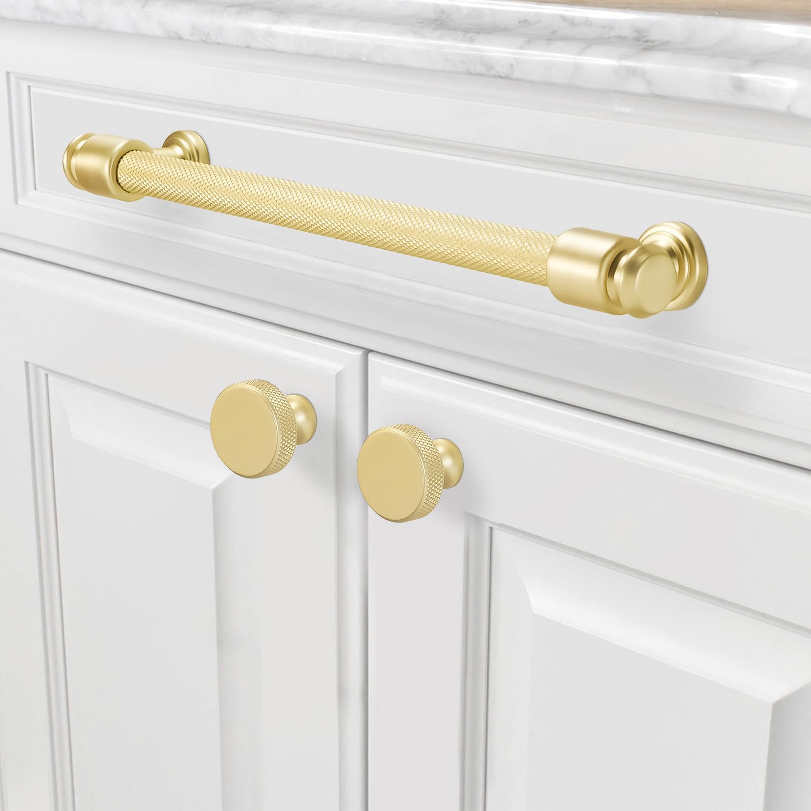 1PCS Brass Knurled/Textured Furniture Handles Cabinet Knobs Cupboard Door Pulls - View #5