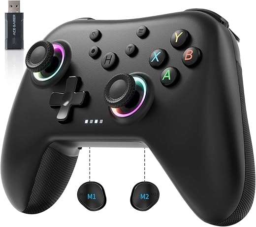 AceGamer Aurora 2.4G Wireless Bluetooth Controller for Windows PC/Switch/Stem/iOS/Android，Gamepad PC Joystick with...