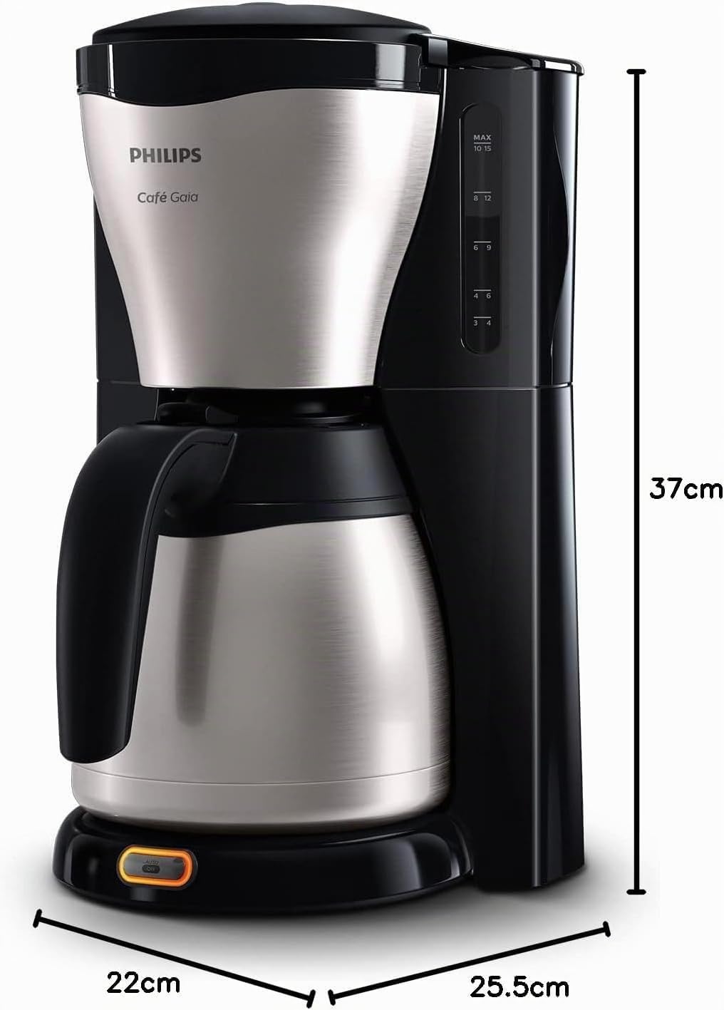 Philips Machine à Café Filtre 1.2 L 15 Tasses Inox Argent/Noir HD7546/20