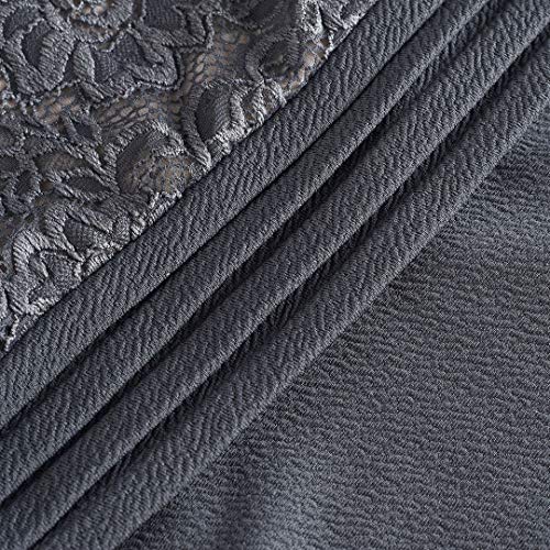 HOMEYEE Women's Chic V-Neck Lace Patchwork Flare Party Dress A0624