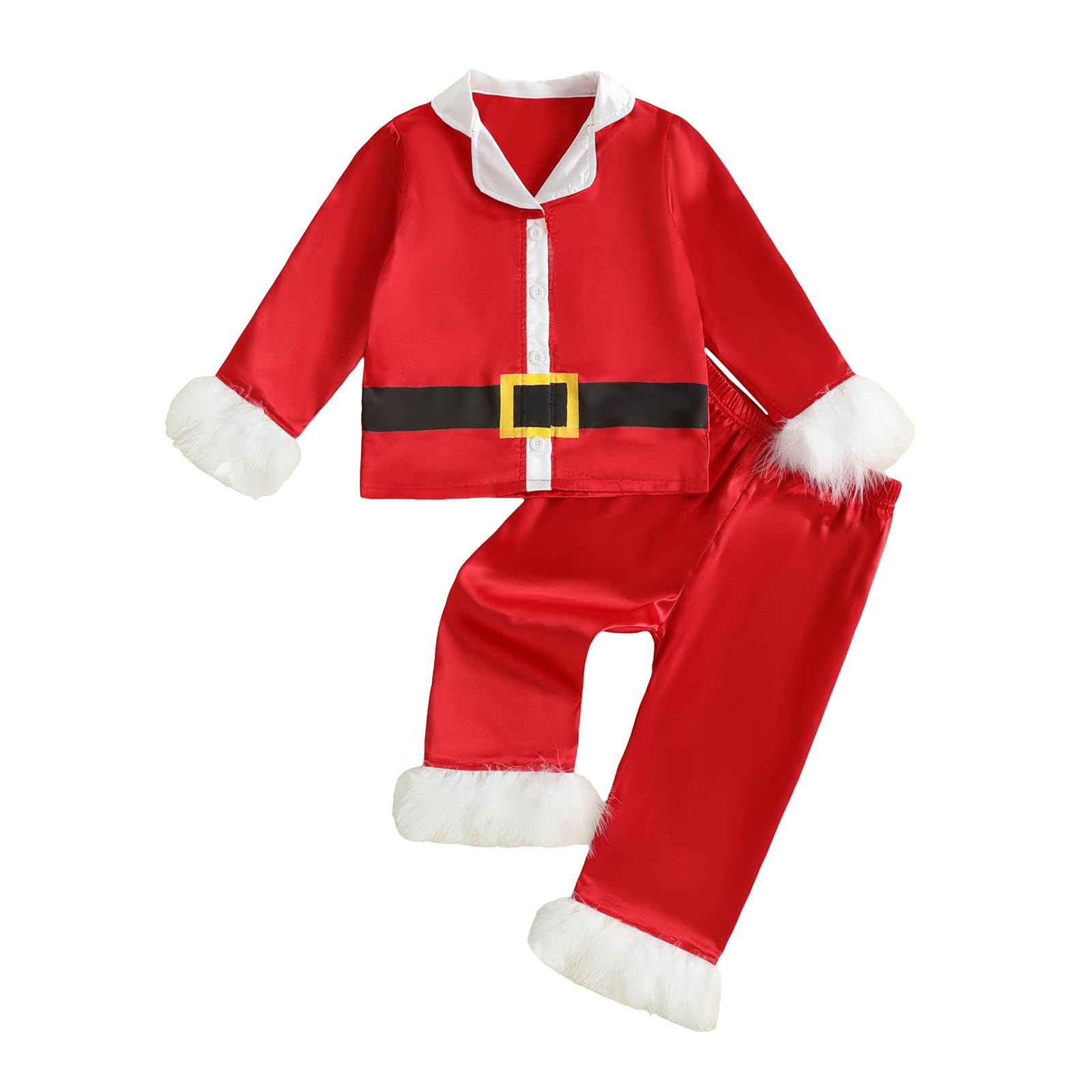 Ayalinggo Toddler Kids Girl Christmas Pajamas Baby Green Satin Silk Button Down Shirts Jammies Xmas Matching Pjs Outfits