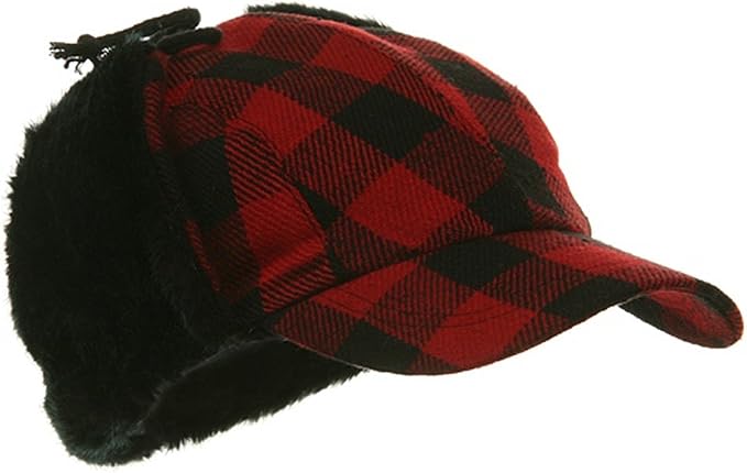 Buffalo Plaid Hunter Cap - Red 2XL 3XL 