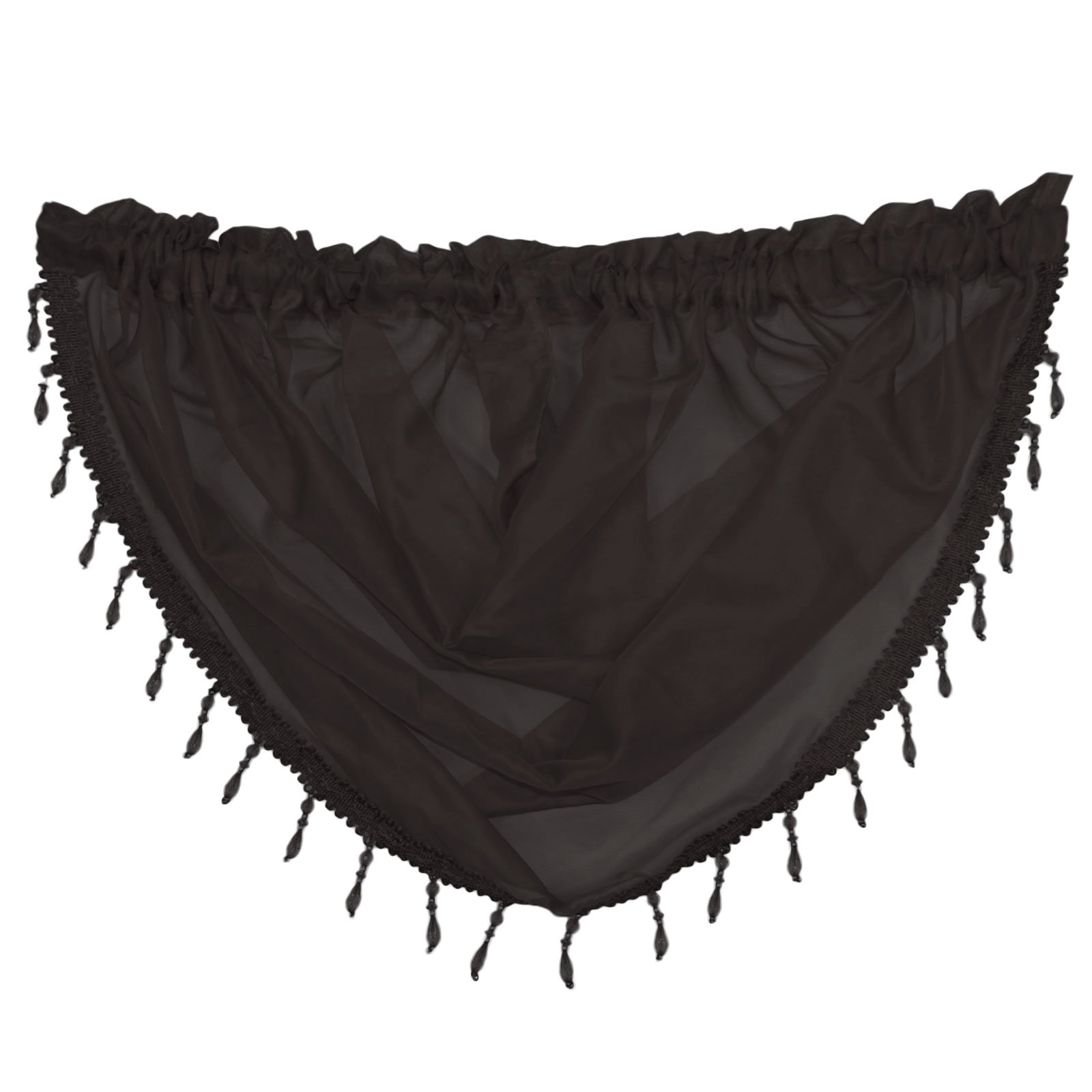 Just Contempo Crystal Slot Top Voile Swag, 22x18 inches, Polyester, Beaded Black, 56x45cm